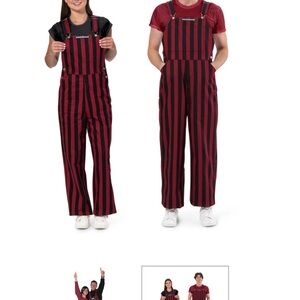 Game Bibs Black and Maroon Striped Women's Overalls